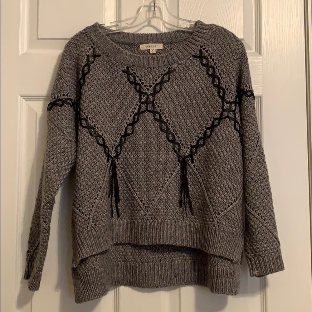 Sweater with Black Leather Detail